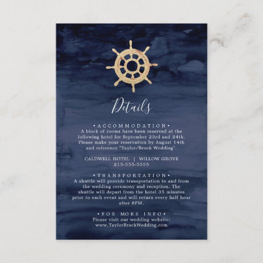 Modern Nautical | Details van het verzendpakket Informatiekaartje (Voorkant)