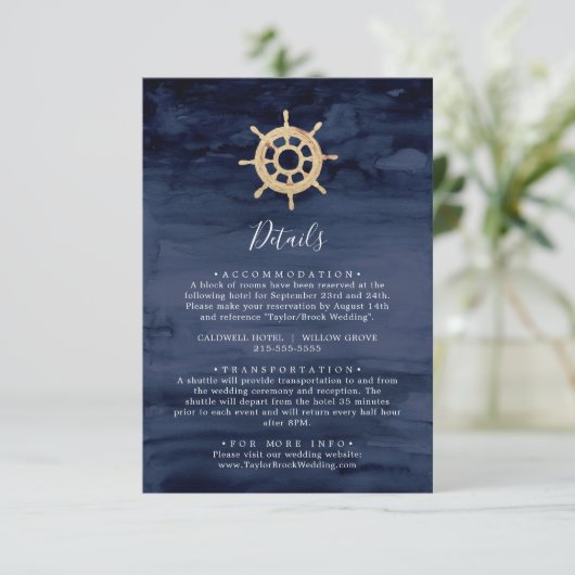 Modern Nautical | Details van het verzendpakket Informatiekaartje (Staand voorkant)