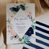 Modern Nautical | Floral Baby Sprinkle Kaart