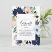 Modern Nautical | Floral Bridesmaids Brunch Kaart (Staand voorkant)