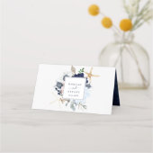 Modern Nautical | Floral Folded Wedding Plaatskaartje (Achterkant)