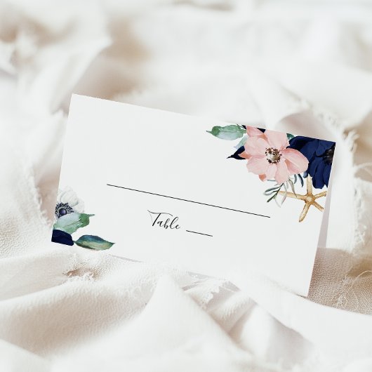 Modern Nautical | Floral Folded Wedding Plaatskaartje