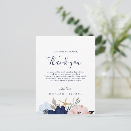 Modern Nautical | Floral Hartelijk dank, Kaart van (Staand voorkant)