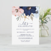 Modern Nautical | Floral Let's Celebrate Kaart (Staand voorkant)