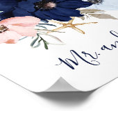 Modern Nautical | Floral Mr. en Mrs. Wedding Sign Poster (Hoek)