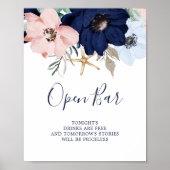 Modern Nautical | Floral Open Bar Poster (Voorkant)
