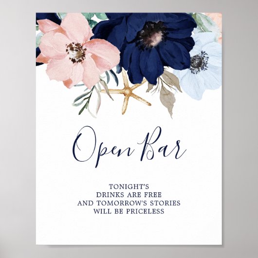 Modern Nautical | Floral Open Bar Poster (Voorkant)