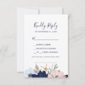 Modern Nautical | Floral Song Request RSVP Card (Voorkant)