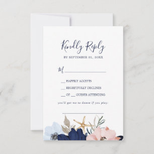 Modern Nautical Floral Song Request RSVP Card Kaartje
