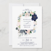 Modern Nautical | Floral Square Lijst Weddenschap Kaart (Voorkant)