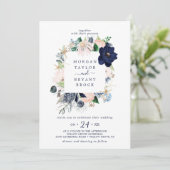 Modern Nautical | Floral Square Lijst Weddenschap Kaart (Staand voorkant)