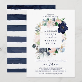 Modern Nautical | Floral Square Lijst Weddenschap Kaart