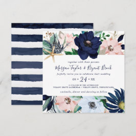 Modern Nautical | Floral Square Weddenschap Kaart