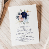 Modern Nautical | Floral Striped Wedding Kaart