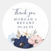 Modern Nautical | Floral Wedding Favor Sticker (Voorkant)