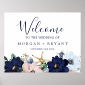Modern Nautical | Floral Wedding Large Welcome Poster (Voorkant)