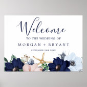 Modern Nautical | Floral Wedding Large Welcome Poster (Voorkant)