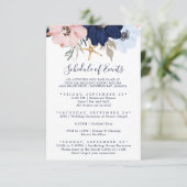Modern Nautical Floral Wedding Schedule of Events Informatiekaartje (Staand voorkant)