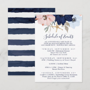 Modern Nautical Floral Wedding Schedule of Events Informatiekaartje