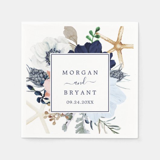 Modern Nautical | Floral Wedding Servet (Voorkant)