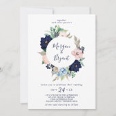 Modern Nautical | Floral Wreath Wedding Kaart (Voorkant)