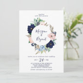 Modern Nautical | Floral Wreath Wedding Kaart (Staand voorkant)