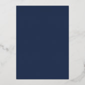 Modern Nautical Floral | Zilver Foil Navy Wedding Folie Uitnodiging (Achterkant)
