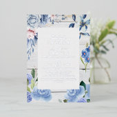 Modern Nautical Floral | Zilverig olievraagje Folie Uitnodiging (Staand Voorkant)