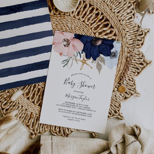 Modern Nautical | Florence-Baby shower Kaart