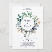 Modern Nautical | Greenery all in one Wedding Kaart (Voorkant)