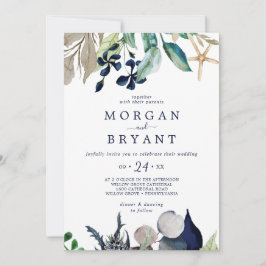 Modern Nautical | Greenery Casual Wedding Invitati Kaart