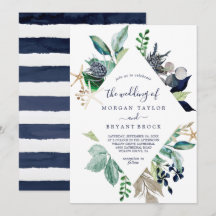 Modern Nautical Greenery Diamond Geometric Wedding