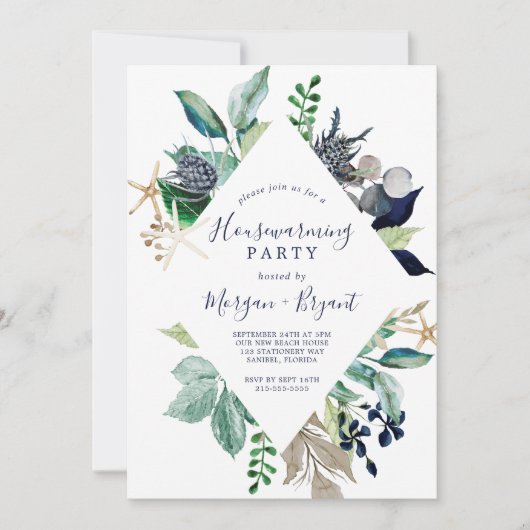 Modern Nautical | Greenery Housewarming Party Kaart (Voorkant)