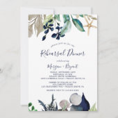 Modern Nautical | Greenery Rehearsal Dinner Kaart (Voorkant)