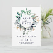 Modern Nautical | Greenery Save the Date Kaart (Staand voorkant)