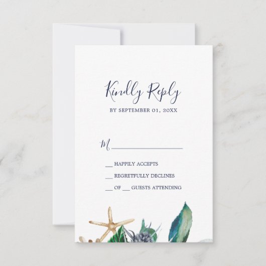 Modern Nautical | Greenery Simple RSVP-kaart RSVP Kaartje (Voorkant)