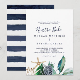 Modern Nautical   Greenery Spain Nuestra Boda Kaart
