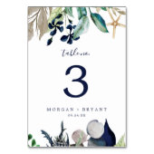 Modern Nautical | Greenery Table Number Kaart (Voorkant)
