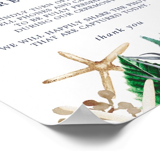 Modern Nautical | Greenery Unplugged Ceremony Sign Poster (Hoek)