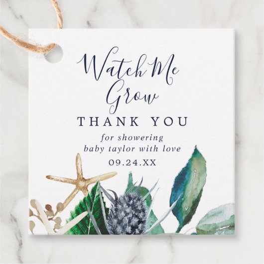 Modern Nautical | Greenery Watch Grow Bedankt Bedankjes Labels (Voorkant)