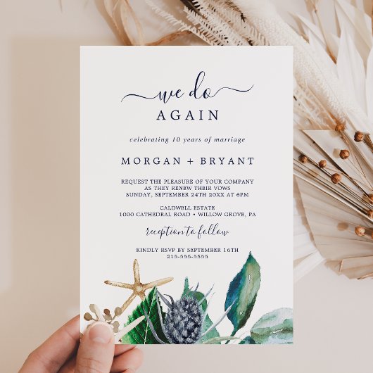 Modern Nautical | Greenery We Do Again Vow Renewal Kaart