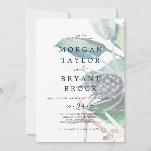 Modern Nautical | Grijnbruin huwelijk Kaart (Voorkant)