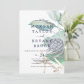 Modern Nautical | Grijnbruin huwelijk Kaart (Staand voorkant)