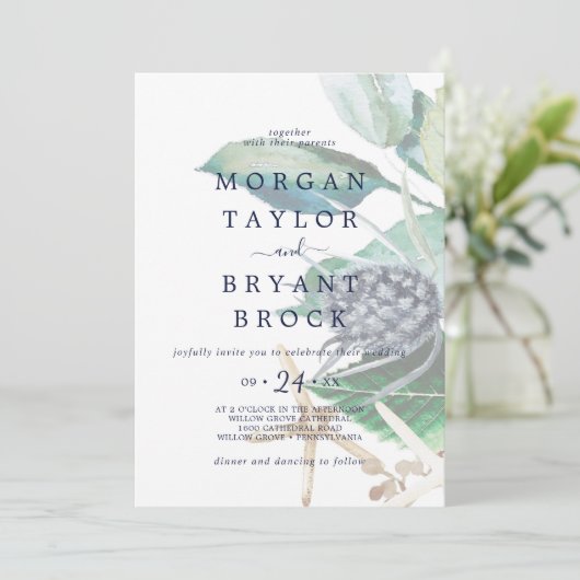 Modern Nautical | Grijnbruin huwelijk Kaart (Staand voorkant)