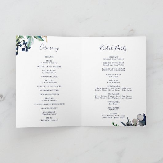 Modern Nautical | Grijze gevouwen bruiloft Programma (Binnen)