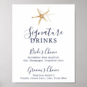 Modern Nautical | Handtekening Drink Starfish Poster (Voorkant)