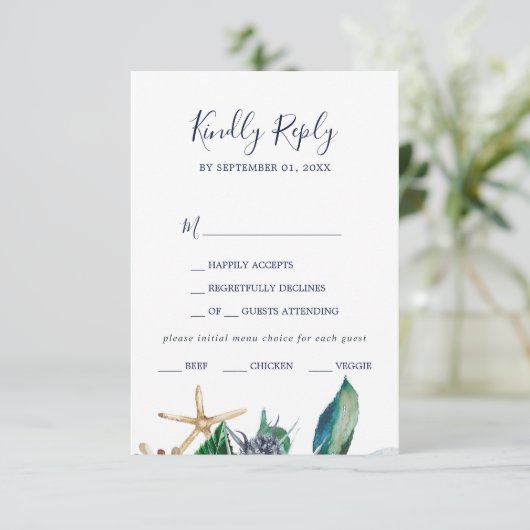 Modern Nautical | Keuze uit het menu Greenery RSVP (Staand voorkant)