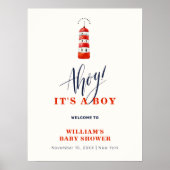 Modern Nautical Lighthouse Baby shower Welkom Poster (Voorkant)