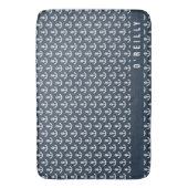 Modern Nautical Navy Blauw en Wit Ankerpatroon Badmat (Voorkant Verticaal)