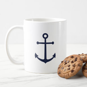 Modern Nautical Navy Blue Anchor Koffiemok